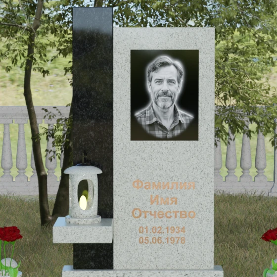 Мемориальная композиция с консольной полкой, гранит Мансуровский