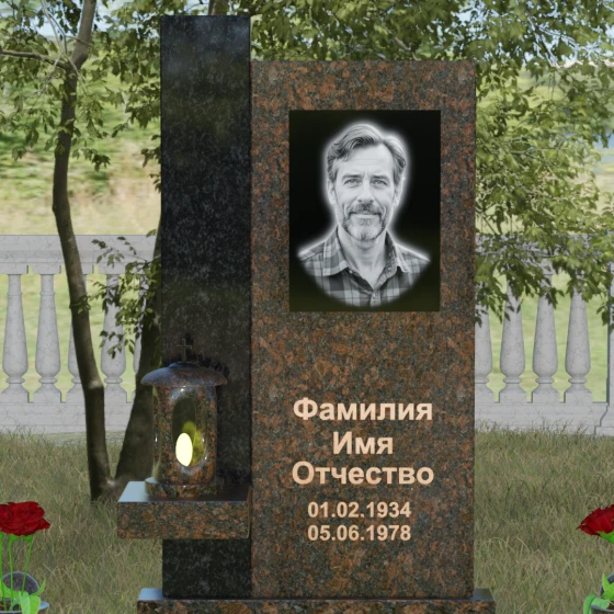 Мемориальная композиция с консольной полкой, гранит Дымовский