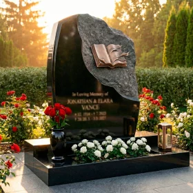 Двойной элитный комбинированный памятник - ПН195