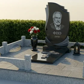 Православный вертикальный памятник с мемориальным комплексом - ПН463