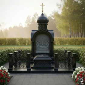 Вертикальный Гранитный памятник православный - ПН531