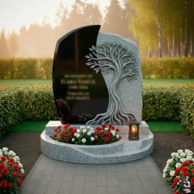 Гранитный вертикальный памятник без лишних деталей - ПН614
