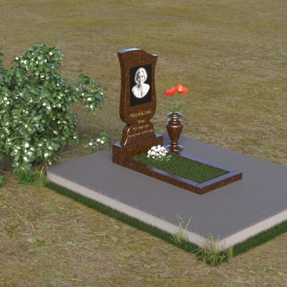 Гранитный мемориал с волнообразной формой, гранит Дымовский, вид 2