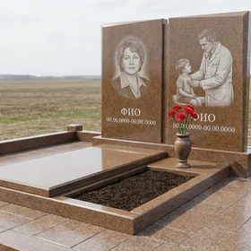 Гранитный памятник врачу с чашей Гигеи на двоих