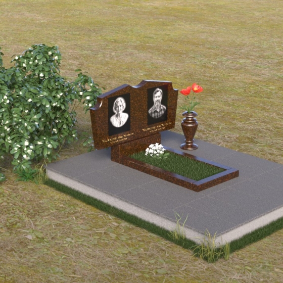 Вертикальная гранитная стела с вырезами, гранит Дымовский, вид 2