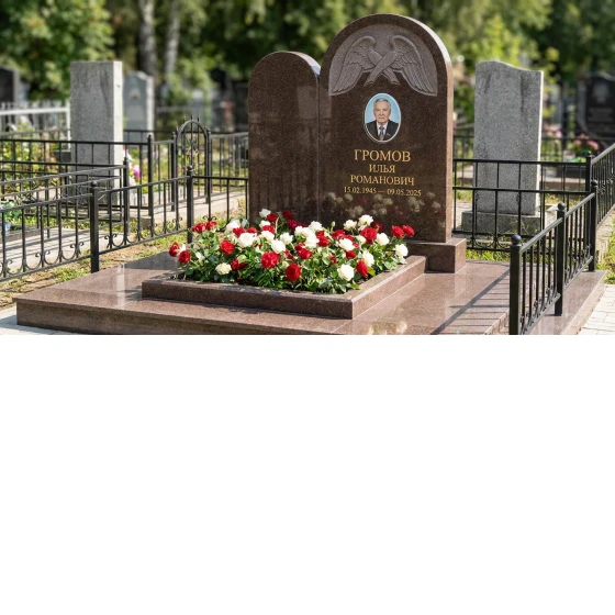 Памятник с парящими крыльями из дымовского гранита