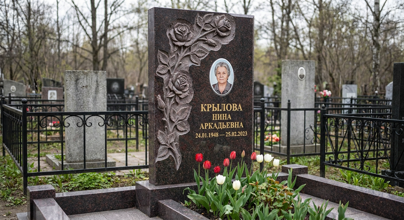 Пример дизайна: Памятник с розой из лезниковского гранита