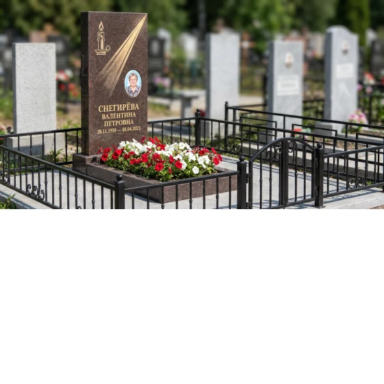 Памятник с резной свечой и лучом из дымовского гранита