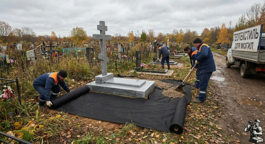 grave-installation-geotextile-russia