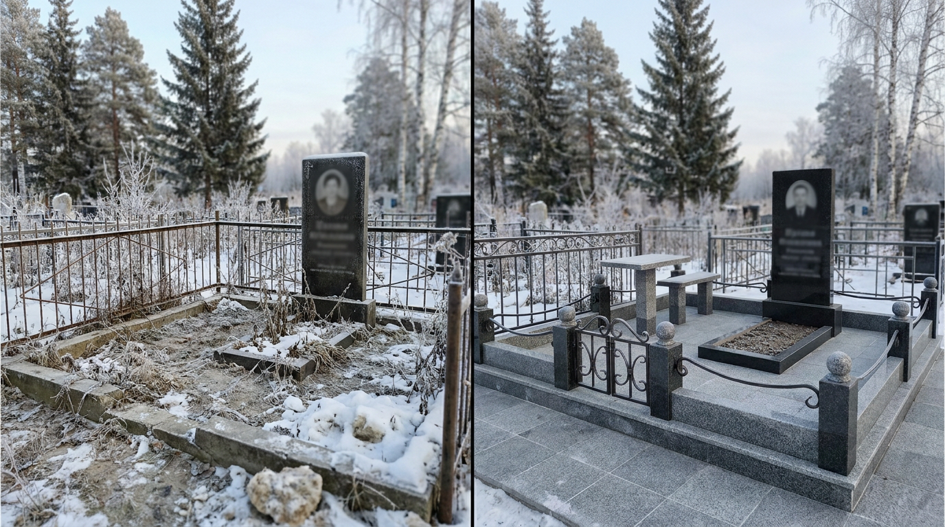 Благоустройство могилы в Томске — пример 2
